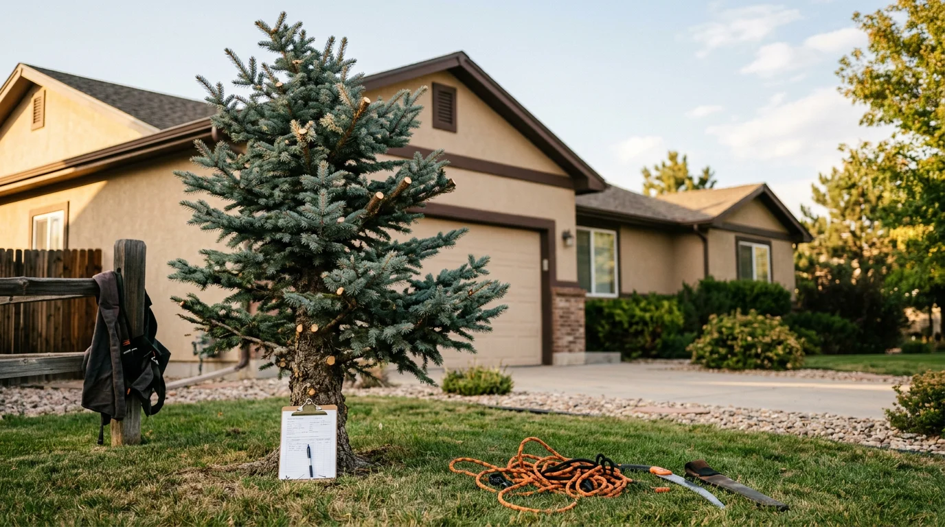 ISA-certified arborist examining tree bark and foliage for signs of disease or pest damage